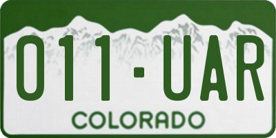 CO license plate 011UAR