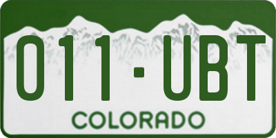 CO license plate 011UBT