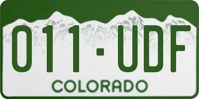 CO license plate 011UDF