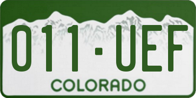CO license plate 011UEF