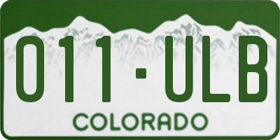 CO license plate 011ULB