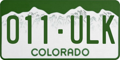 CO license plate 011ULK