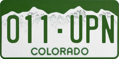 CO license plate 011UPN