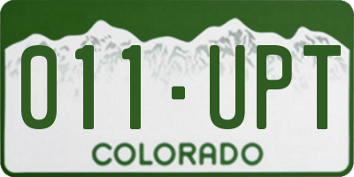 CO license plate 011UPT