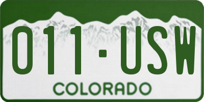 CO license plate 011USW