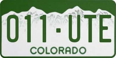 CO license plate 011UTE