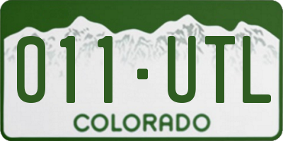 CO license plate 011UTL