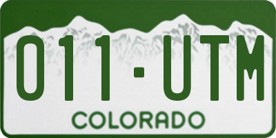 CO license plate 011UTM