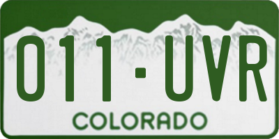 CO license plate 011UVR