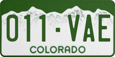 CO license plate 011VAE