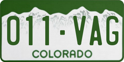 CO license plate 011VAG