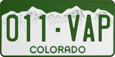 CO license plate 011VAP