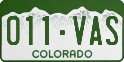 CO license plate 011VAS