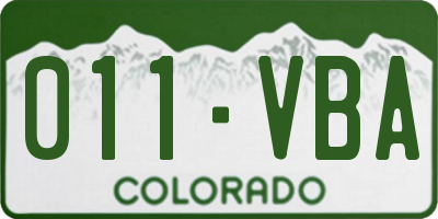 CO license plate 011VBA