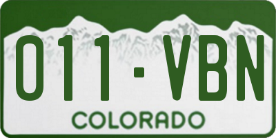 CO license plate 011VBN