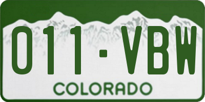 CO license plate 011VBW