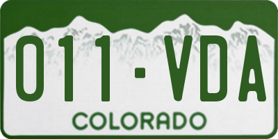 CO license plate 011VDA