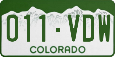 CO license plate 011VDW
