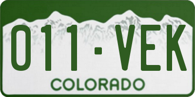 CO license plate 011VEK