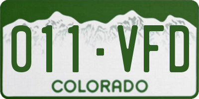 CO license plate 011VFD
