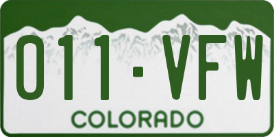 CO license plate 011VFW