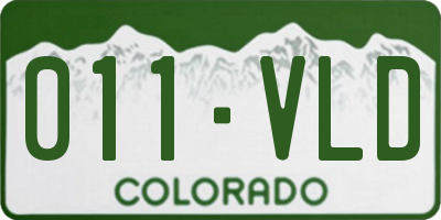 CO license plate 011VLD