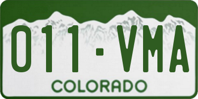 CO license plate 011VMA