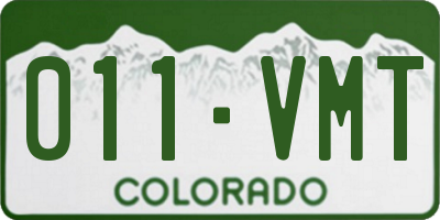 CO license plate 011VMT