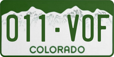 CO license plate 011VOF