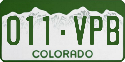 CO license plate 011VPB