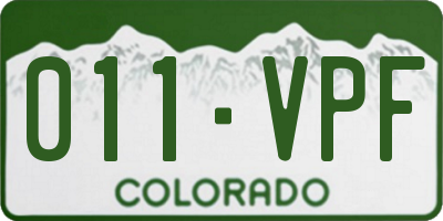 CO license plate 011VPF