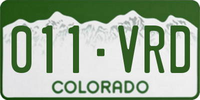 CO license plate 011VRD