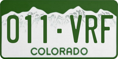 CO license plate 011VRF