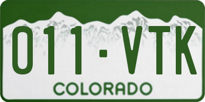 CO license plate 011VTK