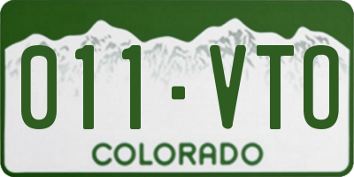 CO license plate 011VTO