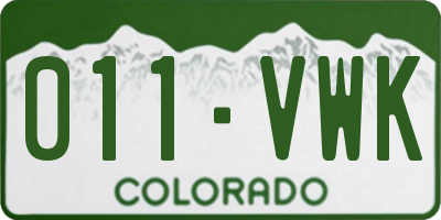 CO license plate 011VWK