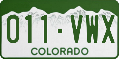 CO license plate 011VWX