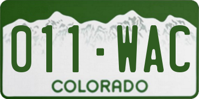 CO license plate 011WAC