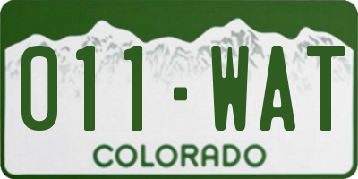 CO license plate 011WAT