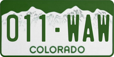 CO license plate 011WAW