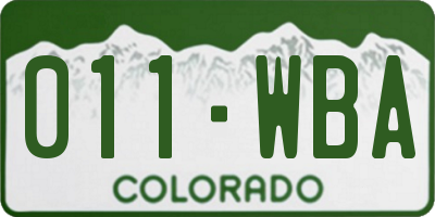 CO license plate 011WBA