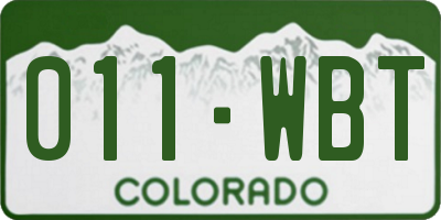 CO license plate 011WBT