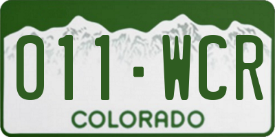 CO license plate 011WCR