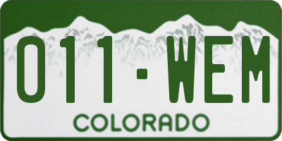 CO license plate 011WEM