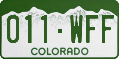 CO license plate 011WFF