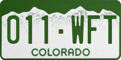 CO license plate 011WFT