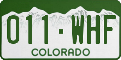 CO license plate 011WHF
