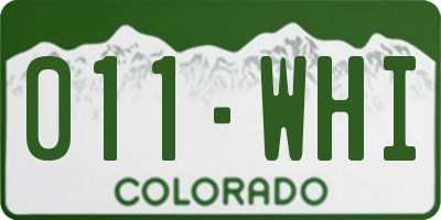 CO license plate 011WHI