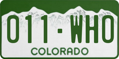 CO license plate 011WHO