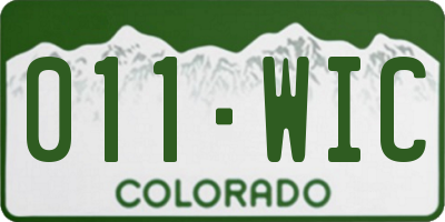 CO license plate 011WIC